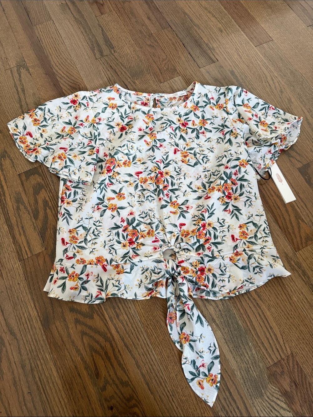 Brand new with tags*June & Hudson White Floral Tie-Front Blouse